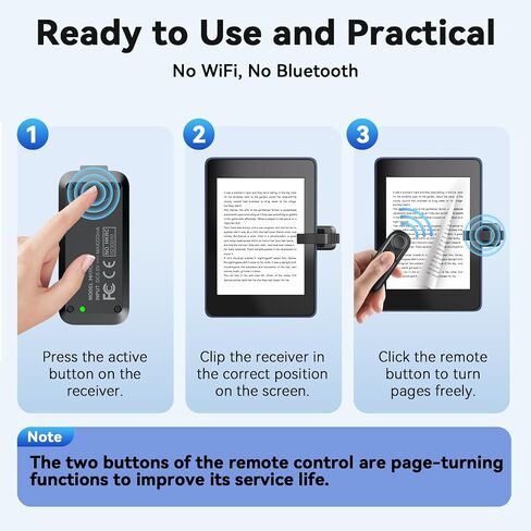 RF Remote Control Page Turner for Kindle Reading Ipad iPhone Android Tablets Surface Comics, Wireless Camera Video Recording Remote Controller, with Reading Light in Saudi Arabia