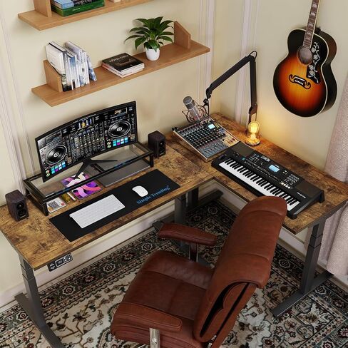 Simple Trending 2-Tier Glass Metal Monitor Stand Riser,Computer Desk Organizer with Drawer for Laptop, Computer, iMac,Storable K-Cups Black in Saudi Arabia