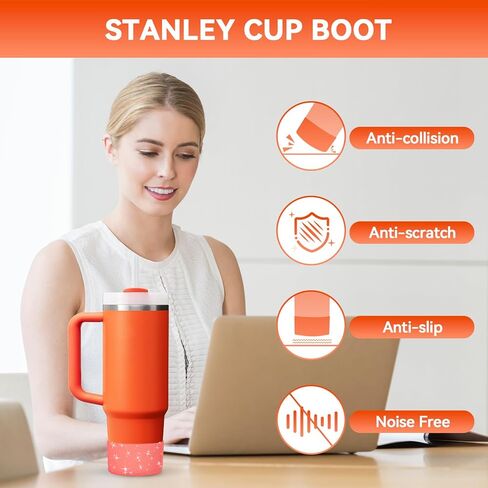 قطعتان لحذاء ستانلي، سيليكون لحذاء كأس ستانلي 20-40 أونصة وحذاء قارورة مائية 12-24 أونصة لامع لملحقات كأس ستانلي ملحقات بهلوان للواقي السفلي من ستانلي، شفاف in Kuwait