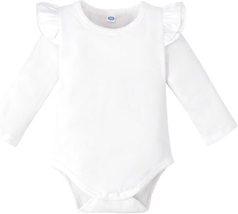 Magic Park Infant Girl Romper Baby Girls Ruffle Sleeve Bodysuit Toddler Girl Jumpsuit Shirts (Green, 9-12 Months) in Kuwait
