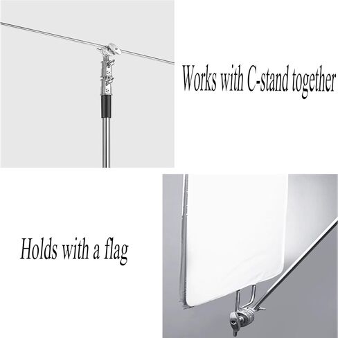 حامل C عالي التحمل من الفولاذ المقاوم للصدأ بنسبة 100% مع ذراع بوم، حامل إضاءة للتصوير الفوتوغرافي قابل للتعديل 10.8 قدم/330 سم، ذراع حمل 4.2 قدم/128 سم لعاكس سوفت بوكس ​​ستوديو مونولايت، أقصى حمل 88 رطل/40 كجم in Kuwait