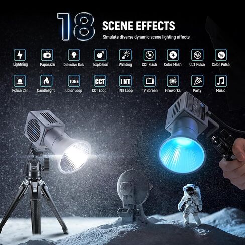 NEEWER HS60B Mini Video Light with App Control, 60W Handheld Portable Bi Color COB LED Continuous Output Lighting with 35000lux/1m 2700-6500K 0-100% PWM Dimming CRI/TLCI 97+ 12 Scenes USB Type C in Saudi Arabia