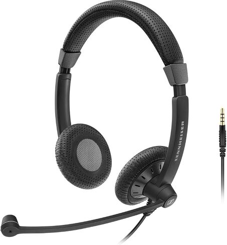 Sennheiser SC 75 USB CTRL (507087) - Double-Sided Business Headset | For Unified Communications, with Mobile Phone, Tablet, Softphone, and PC | HD Sound & Noise-Cancelling Microphone (Black) in Saudi Arabia