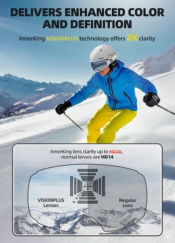 Snow Goggles, Ski Goggles for Adult Men Women Youth, Interchangeable Lens Snowboard Goggles(Frameless) in Kuwait