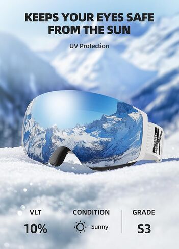 Snow Goggles, Ski Goggles for Adult Men Women Youth, Interchangeable Lens Snowboard Goggles(Frameless) in Kuwait