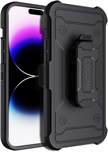 COCOMII Belt Clip Case Compatible with iPhone Xs/iPhone X - Luxury, Swivel Holster, Inward & Outward Facing, Kickstand, Military Grade, Heavy Duty, Shockproof (Black) in Saudi Arabia