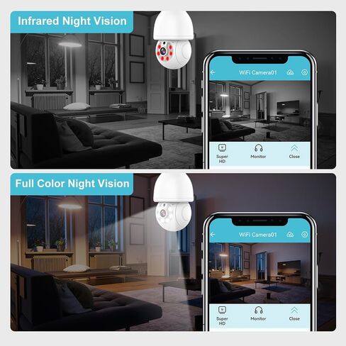 2K Light Bulb Security Camera, 2.4GHz/5GHz WiFi Lightbulb Cameras for Home Security, E27 Light Socket Easy Installation Indoor Pet Camera with Human Motion Detection, Color Night Vision in Saudi Arabia