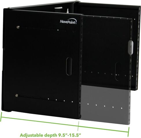 NavePoint 12U Patch Panel Bracket Wall Mount Patch Panel Rack for 19" Networking Equipment – Expandable Mounting Depth 9.5" to 15.5" 4U IT Rack 40lbs Weight Capacity Pre-Assembled in Saudi Arabia
