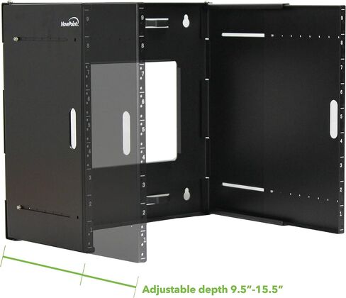 NavePoint 12U Patch Panel Bracket Wall Mount Patch Panel Rack for 19" Networking Equipment – Expandable Mounting Depth 9.5" to 15.5" 4U IT Rack 40lbs Weight Capacity Pre-Assembled in Saudi Arabia