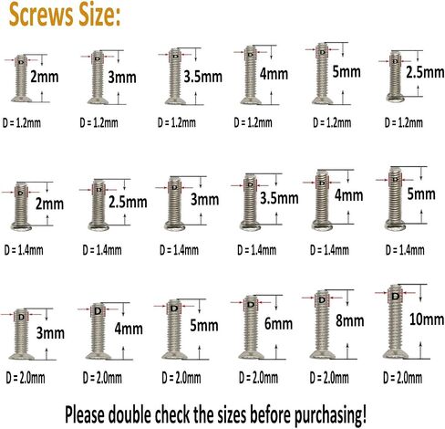 HOTMMGR Small Screws Assortment Kit 18 Kinds M1.2 / M1.4 / M2.0 Tiny Micro Screws Set for Glasses Watches (Black) in Saudi Arabia