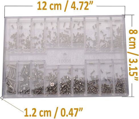 HOTMMGR Small Screws Assortment Kit 18 Kinds M1.2 / M1.4 / M2.0 Tiny Micro Screws Set for Glasses Watches (Black) in Saudi Arabia