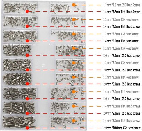 HOTMMGR Small Screws Assortment Kit 18 Kinds M1.2 / M1.4 / M2.0 Tiny Micro Screws Set for Glasses Watches (Black) in Saudi Arabia