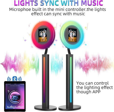 Photo Booth Compatible with Any Ipad, OHYEAHSPIN Photo Booth with Software App Control Ring Box, Music Sync,IPad Selfie Machine with Flight Case (Double Light Strip, Black Flight Case) in Saudi Arabia