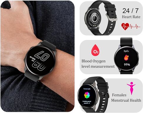 Smart Watch for Women, Smartwatch for Android and iOS Phones IP68 Waterproof Activity Tracker with Full Touch Color Screen Heart Rate Monitor Pedometer Sleep Monitor in Saudi Arabia