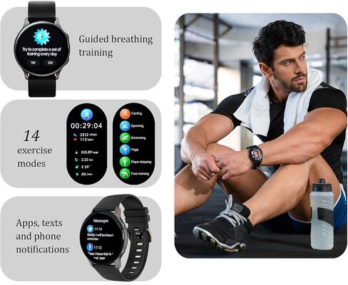 Smart Watch for Women, Smartwatch for Android and iOS Phones IP68 Waterproof Activity Tracker with Full Touch Color Screen Heart Rate Monitor Pedometer Sleep Monitor in Saudi Arabia