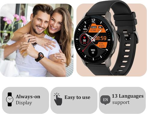 Smart Watch for Women, Smartwatch for Android and iOS Phones IP68 Waterproof Activity Tracker with Full Touch Color Screen Heart Rate Monitor Pedometer Sleep Monitor in Saudi Arabia