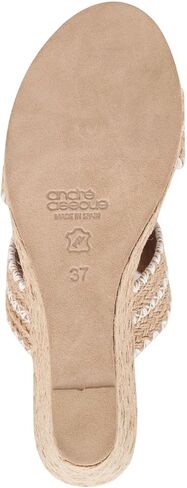 Andre Assous Women's Nolita Raffia Wedge Sandal, Natural Platino Stripe, 7 in Kuwait