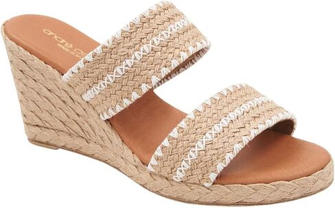 Andre Assous Women's Nolita Raffia Wedge Sandal, Natural Platino Stripe, 7 in Kuwait