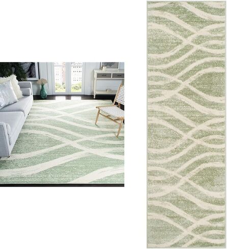 سجادة SAFAVIEH Adirondack Collection - 2'1" x 6'، كريمي وشامبانيا، تصميم مموج حديث، لا يتساقط ويسهل العناية به، مثالي للمناطق ذات حركة المرور العالية في غرفة المعيشة وغرفة النوم (ADR125W) in Saudi Arabia