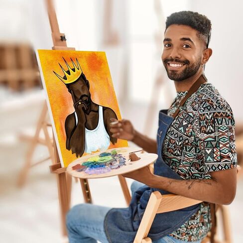 مجموعة لوحات قماشية من Nuberlic مرسومة مسبقًا للرسم للبالغين وحفلات الرشفة مقاس 8 × 10 قماش ممتد مع صور للطلاء، ملك أفريقي، هدية عيد الأب in Kuwait