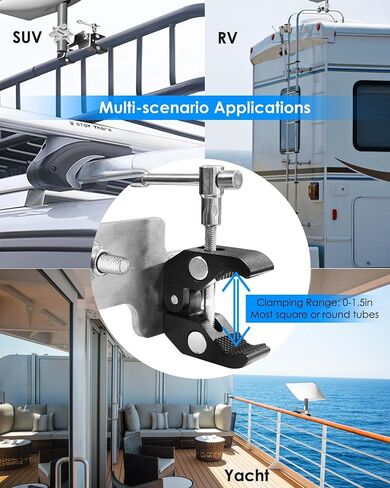 Upgrade Starlink Mounting Kit, Adjustable Antenna Bracket for Starlink Pole Mount, Universal Clamp Mount for Starlink, Outdoor Portable Installation for RV Ladder Camper，Black in Saudi Arabia