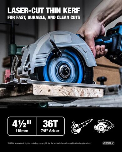 CRALY 3-3/8 Inch 36 Teeth Fine Finish Wood Cutting Circular Saw Blade, 15mm Arbor, Carbide Tipped, Thin Kerf, Black Ice™, for Plywood, MDF, OSB, Laminated, 3-Pack(C0336FF-3) in Saudi Arabia