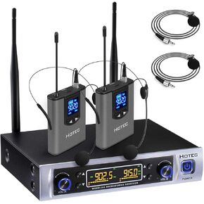 نظام ميكروفون لاسلكي من هوتيك، ميكروفون معدني مزدوج UHF ديناميكي محمول للكاريوكي المنزلي، الاجتماعات، الحفلات، الكنيسة، DJ، الزفاف (H-K26)