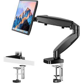 Monitor Mount Gas Spring Monitor Arm Desk Mount Fully Adjustable Fits 15-27 inch Monitors Weight Capacity up to 15.4 lbs,Dark Black