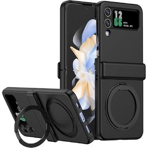 Designed for Galaxy Z Flip 3 Case Magnetic with Hinge Protection & Kickstand [Compatible with MagSafe],Samsung Flip 3 Case Clear Protective Phone Cover for Z Flip 3 5 G (Clear)