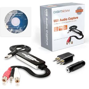 بطاقة التقاط صوت رقمية USB 2.0 لسجلات الفينيل، أداة التقاط الصوت لأشرطة الكاسيت إلى محول MP3 الرقمي، تدعم Win7/8/10 XP Mac OS