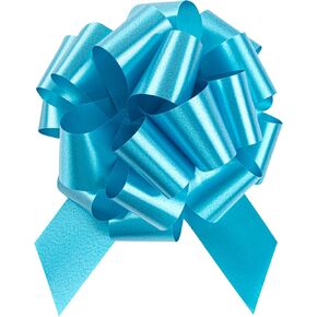 Gift Tek 5.5 Inch Ribbon Pull Bows, 10 Satin Pull Bows - 20 Loops, Instant, Yellow Plastic Flower Bows For Gifts, Large, Instant Bows, For Wedding Gift Baskets, Wraps - Restaurantware