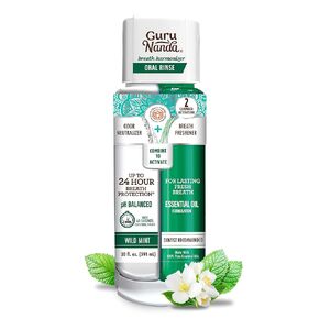 GuruNanda Dual Barrel Oxyburst Whitening Mouthwash with Hydrogen Peroxide, Alcohol & Fluoride Free with Natural Essential Oils (Wild Mint), 3x20 Fl Oz