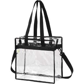 VENO 2 Pack Clear Bag for Stadium Events w/Adjustable Strap, Clear Purse, Stadium Approved Transparent Crossbody Tote Bags for Women & Men, Great for Lunch, Work, Travel & Concert w/Handles (2 Pack)
