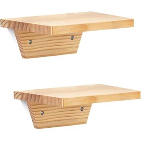 PHOENANCEE Trapezoidal Floating Shelves,Small Shelf for Wall Set of 2,Mini Wood Ledges Display Storage Decor Chic for Living Room,Bedroom,Kitchen,Office Decoration（Natural Wood）