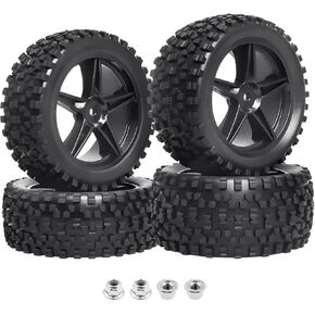 إطارات عجلة سداسية مقاس 12 مم من Hobbyfire وإطارات مطاطية مع حشوات إسفنجية 3.46 بوصة / 88 مم بديلة لعربة السيارة للطرق الوعرة 1/10 RC، مجموعة من 4 (لون 03)