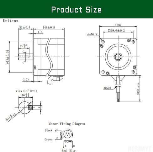 Nema 34 Stepper Motor Bipolar 1.8 Deg Standard Step Angle 4.7Nm(665.57oz.in) High Torque 77.5MM 6A 86 Motors 2 Phase 4 Lead for 3D Printer CNC Industrial Machine Automation, 3.39x3.39x3.06inch in Saudi Arabia
