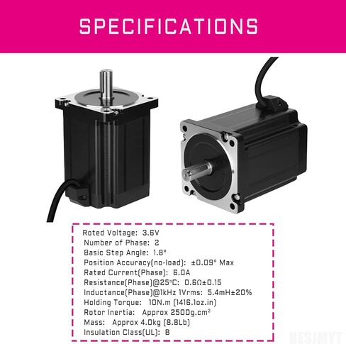محرك نيما 34 متدرج ثنائي القطب 1.8 درجة زاوية الخطوة القياسية 4.7 نيوتن متر (665.57 أونصة. بوصة) عزم دوران عالٍ 77.5 مم 6 أمبير 86 محرك 2 المرحلة 4 الرصاص للطابعة ثلاثية الأبعاد أتمتة الآلات الصناعية باستخدام الحاسب الآلي، 3.39 × 3.39 × 3.06 بوصة in Kuwait