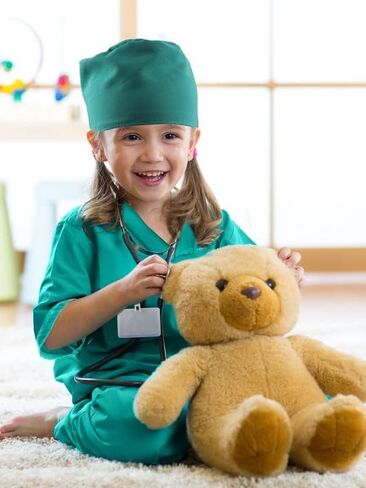 Puteraya Kids Doctor Costume Set Surgical Doctor Suit Uniform with Stethoscope Toys for Boys Girls Dress Up Halloween Cosplay in Kuwait