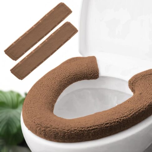 2pcs Toilet-seat cushion Warmer Cover – Toilet seat cover Pads plush warm thick Bathroom Warmer 2pcs Gray in Saudi Arabia
