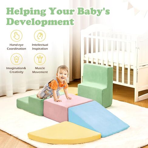 6 Pieces Kids Climbing Toys for Toddlers,Climb & Crawl Soft Foam Block Activity Play Set, Foam Play Gym Climbing Blocks,Toddler Climbing Toys Indoor, Soft Foam Toys for Kids Crawling and Sliding in Saudi Arabia