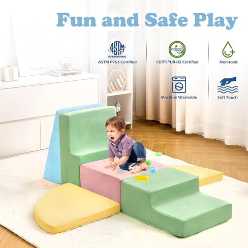 6 Pieces Kids Climbing Toys for Toddlers,Climb & Crawl Soft Foam Block Activity Play Set, Foam Play Gym Climbing Blocks,Toddler Climbing Toys Indoor, Soft Foam Toys for Kids Crawling and Sliding in Saudi Arabia