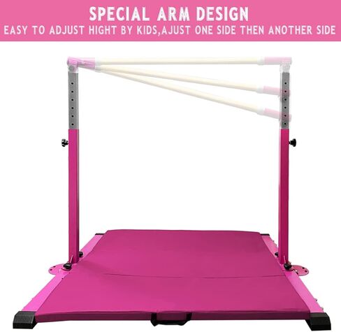 GBVUGY Gymnastics Kip Bar with Mat for Home Indoor Training,Horizontal Bar for Kids Girls Junior,Adjustable Arms from 3' - 5' Gym Equipment,1-4 Levels,300lbs Weight Capacity in Saudi Arabia