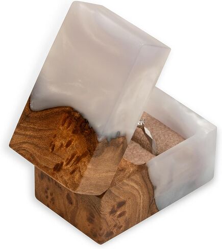 RWA resinwood.art – Resin & Wood Engagement Box for luxury rings, Unique Resin ring holder for Proposal, Wedding, Luxury Wooden Gift Ring Box Display (Aqua Blue Resin, double ring box) in Kuwait