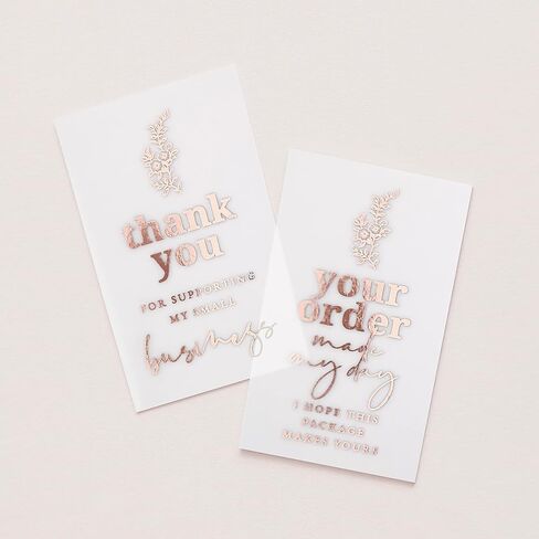 Set of 100 Gold Foiled Cards, Thank you for Supporting my Small Business, Thank You for your Order, Your Order Made My Day, Semi Transparent Supplies for Small Business, Packaging Insert, Vellum Cards in Saudi Arabia