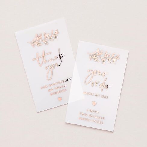 Set of 100 Gold Foiled Cards, Thank you for Supporting my Small Business, Thank You for your Order, Your Order Made My Day, Semi Transparent Supplies for Small Business, Packaging Insert, Vellum Cards in Saudi Arabia