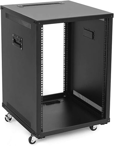 NavePoint 12U Portable Rolling Network Rack, Adjustable Depth 2.5 to 22.6 Inches, Top and Bottom Cable Management, Built-in Handles, Locking Swivel Caster Wheels, Audio Video, Telecom, Equipment Rack in Kuwait