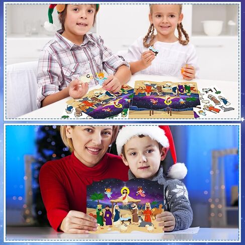 ملصقات FaCraft Nativity، 24 ورقة تصنع ملصق مشهد المهد، حرف عيد الميلاد المضحكة للحفلات الدينية لصالح لعبة مشهد المهد للأطفال in Kuwait
