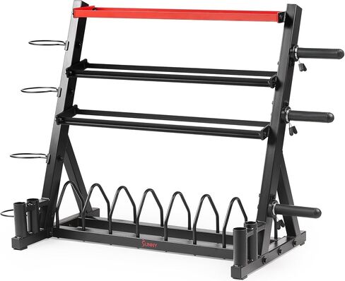 Sunny Health & Fitness Multi-Weight Plate and Barbell Rack Storage Stand - SF-XF9938 , Black in Kuwait