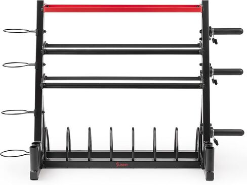 Sunny Health & Fitness Multi-Weight Plate and Barbell Rack Storage Stand - SF-XF9938 , Black in Kuwait
