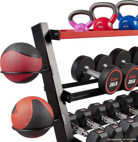 Sunny Health & Fitness Multi-Weight Plate and Barbell Rack Storage Stand - SF-XF9938 , Black in Kuwait